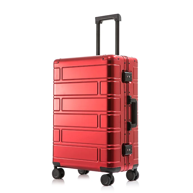 Full metal Travel Suitcase Universal wheel 100% aluminum men women fashion pull rod luggage 20/24 "Password case student images - 6