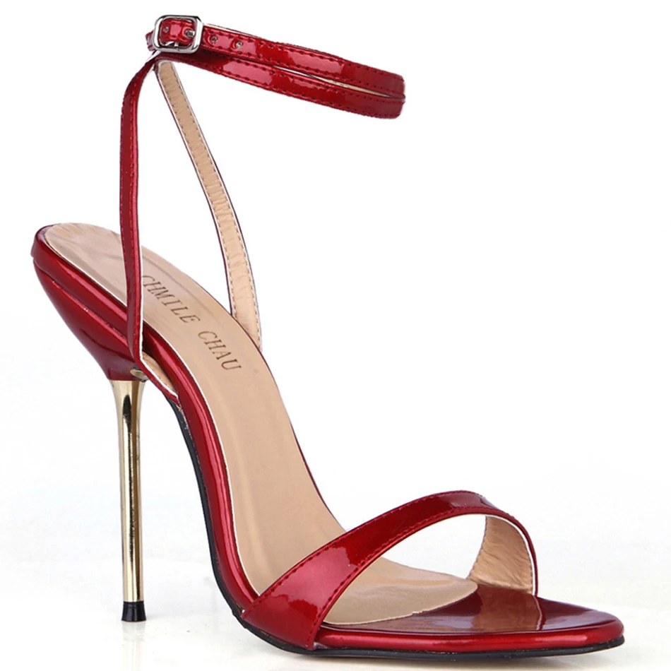 CHMILE CHAU Sexy Concise Party Shoes Women Stiletto Iron High Heels Ankle Strap Ball Ladies Sandals Zapatos Mujer 3845-i9