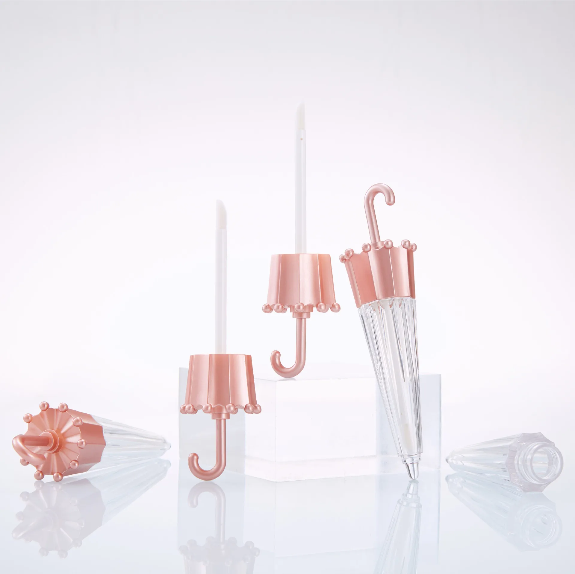 

5 Pcs 5.5ml Creative Umbrella Shaped Empty Lip Gloss Tube Lip Glaze Containers Refillable Cosmetic Bottle DIY Vials Rose Gold