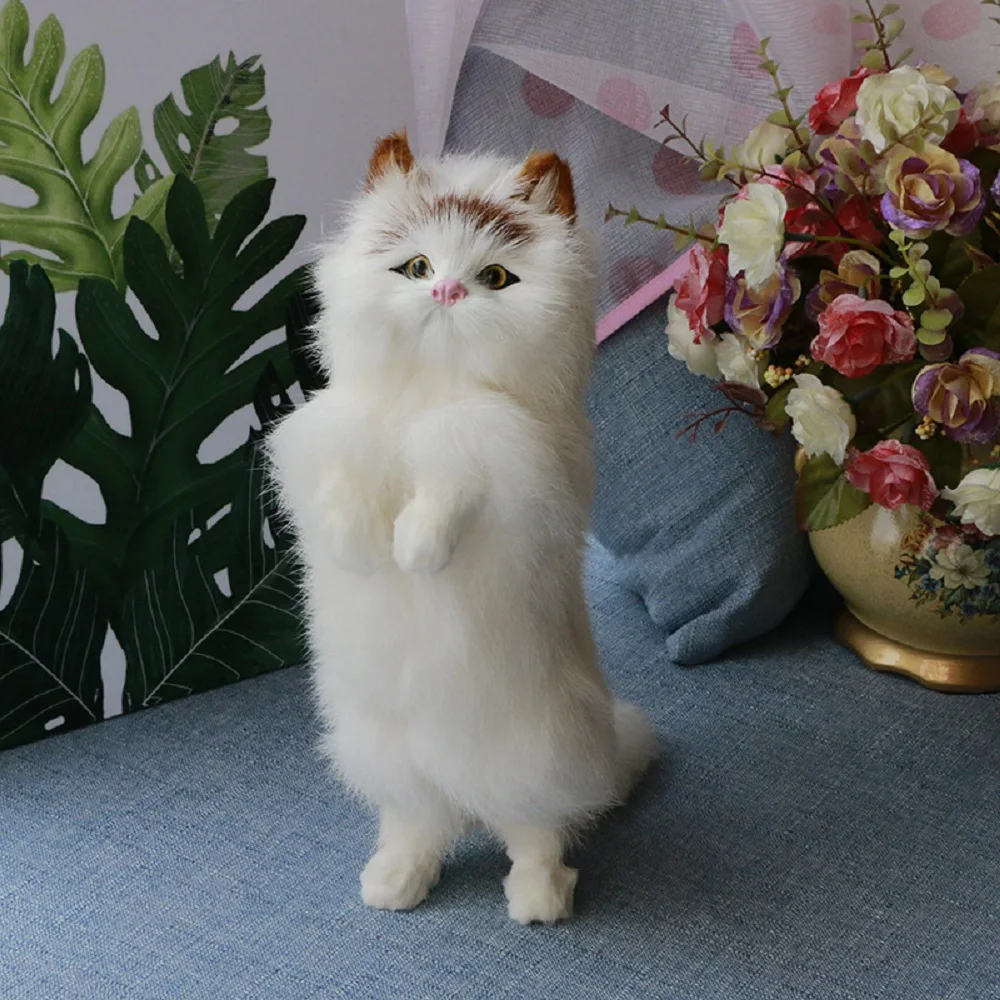 

Simulation Animal Cat model plastic&furs White cat Model Prop Handicraft Home Desk Decoration Toy Gift b0507