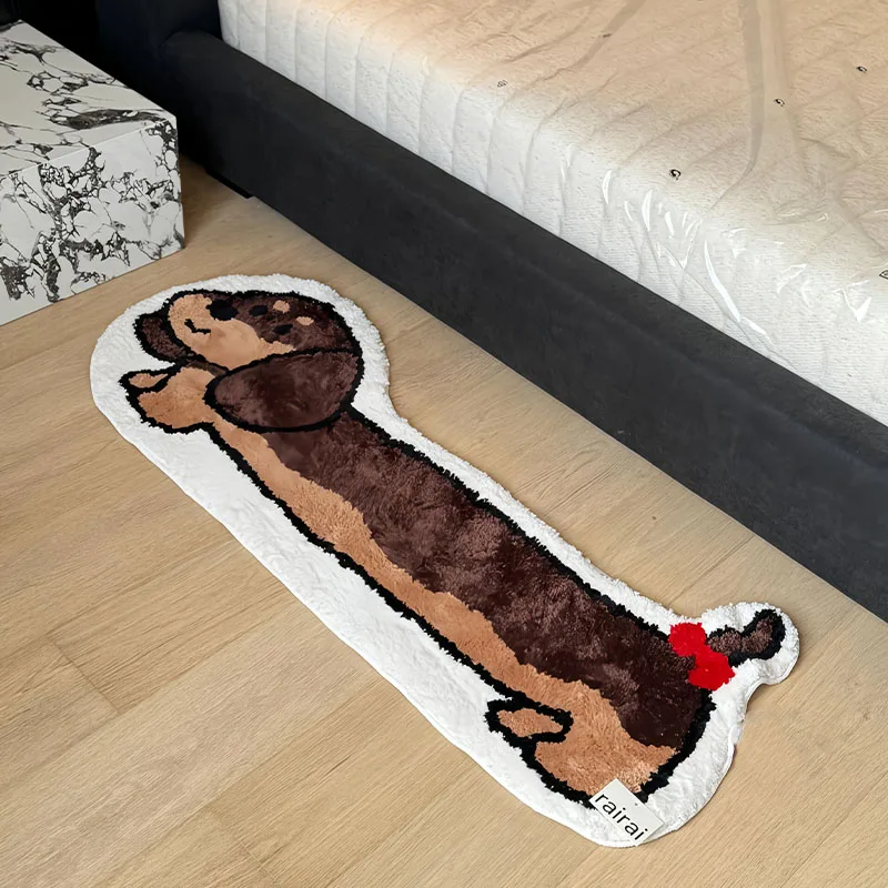 Флокирующий ковер милый для сосисок спальни антигрязевой плюшевый домашний