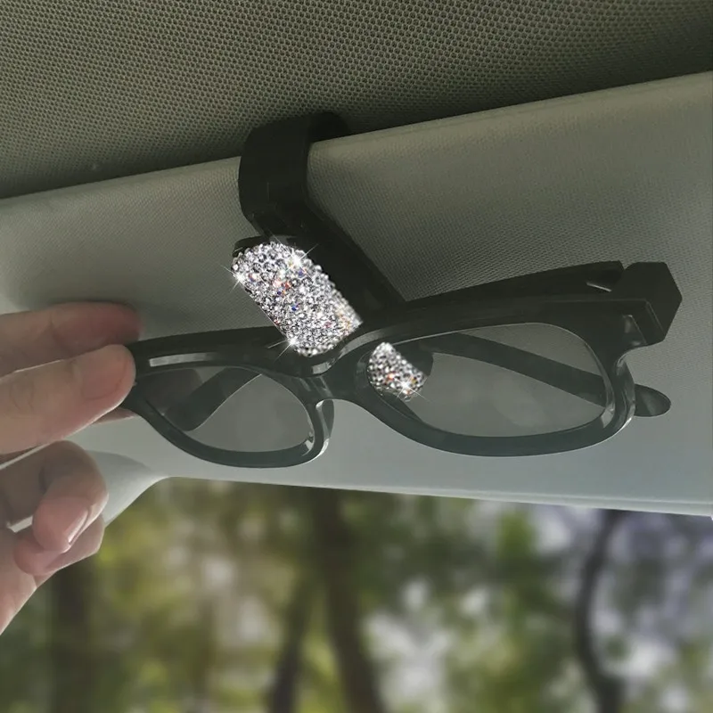 

Sun visor Rhinestone Decoration Clip Glasses Bracket Bill Clip Portable Sunglasses Eyeglasses Car Diamond Interior Supplies