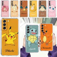 clear case for samsung galaxy s22 ultra s21 plus s20 fe s10 smartphone funda s9 note 20 10 celular coque pikachu duck squirtle