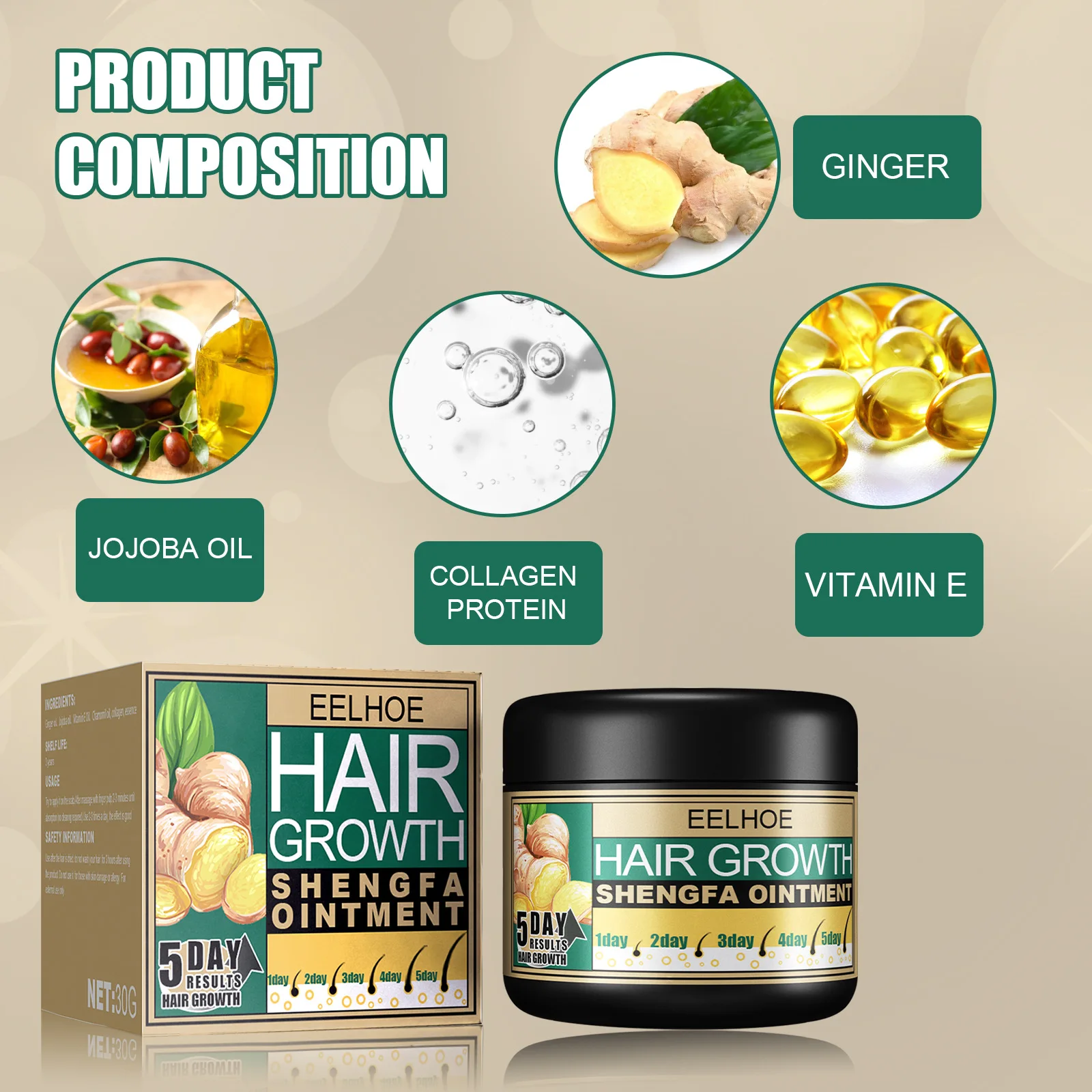 

30g Hair Loss Treatment Hair Growth Cream Moisturizing Scalp Massage Hair Care Essence Conditioner Fast Thick Dense Hair Growth