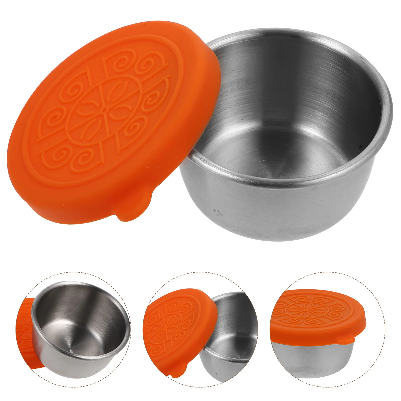 

3 Pcs Sauce Container Food Containers Dressing Dipping Cups Go Stainless Steel Lids Travel