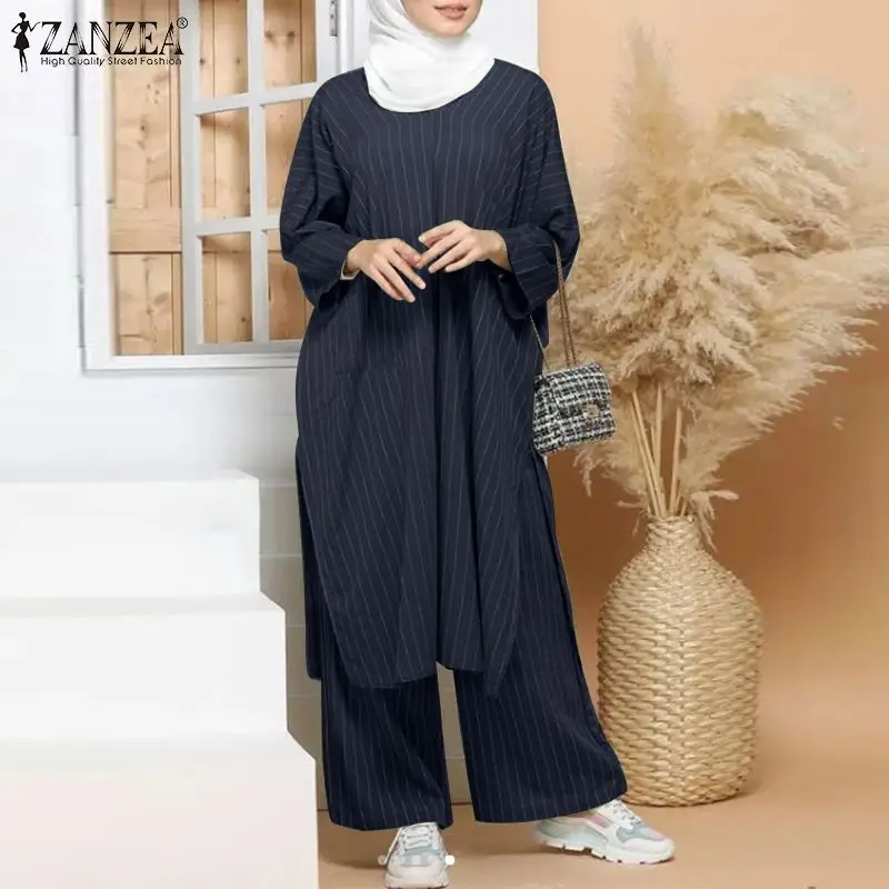 ZANZEA размера плюс мусульманские подходящие комплекты 2 шт. женские с длинным