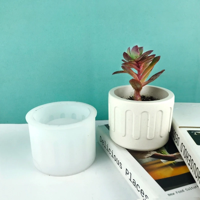 

4x Cylinder Flower Pot Cement Mold Garden Planter Concrete Silicone Mold