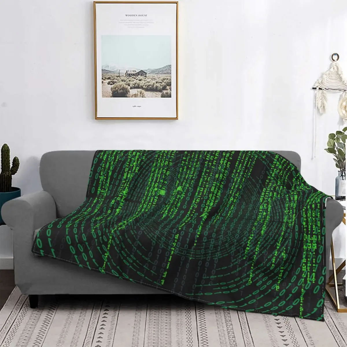 

The Matrix Trinity Film Blanket Flannel Decoration Code Portable Home Bedspread