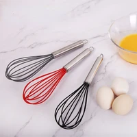 10 inch silicone egg beater drink whisk mixer manual stainless steel handle egg cream stirring blender kitchen baking tools