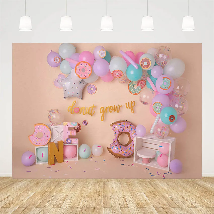 

Mehofond Donut Grow Up Photograph Background Balloon Sweet Donuts Girl 1st Birthday Party Cake Smash Decor Backdrop Photo Studio