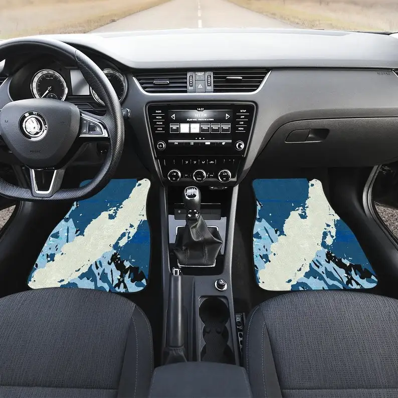

Blue Cream Abstract Art Car Floor Mats Set, Front and Back Floor Mats for Car, Car Accessories