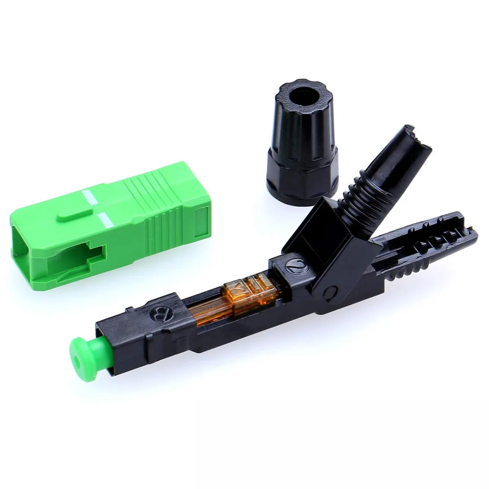 100/200/300/400PCS Embedded SC APC Fiber Optic Fast Connector FTTH Single Mode Optical Quick Connector SC Adapter Field Assembly