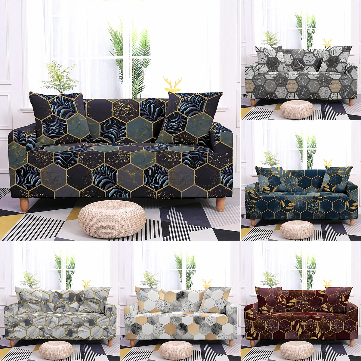

New Product Geometric Elastic Sofa Cover All-inclusive Spandex Cushion Cover Sofa Covers for Living Room Sectional Sofa Covers