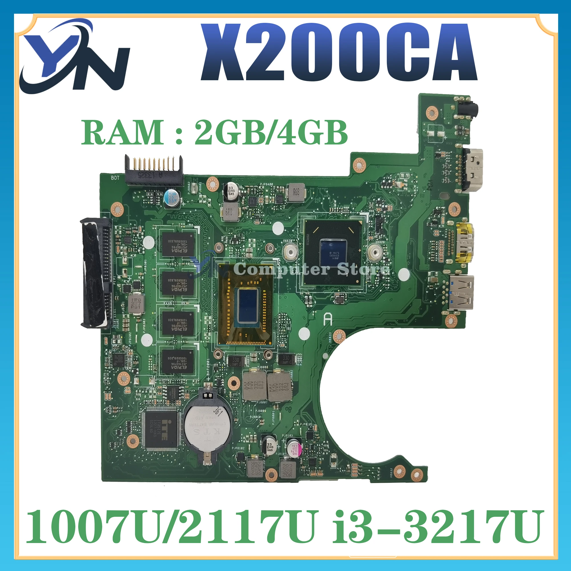 

X200C Notebook Mainboard For ASUS Vivobook F200CA X200CA Laptop Motherboard 1007U/2117U I3-3217U 2G/4G-RAM MAIN BOARD