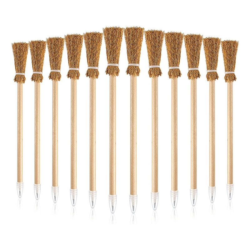 

12 Pcs Witch Broom Pencils For Halloween Broomstick Ballpoint Pencils Halloween Party Favors Witch Broom Prop Writing