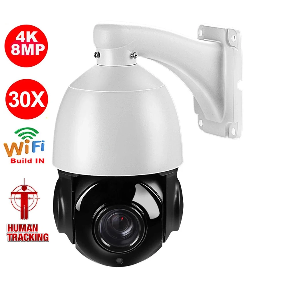 

8MP PTZ Wifi IP Camera Outdoor 30X Optical Zoom AI Human Detect Auto Track Wireless Camera H.265 P2P Audio 4K Security CCTV Cam