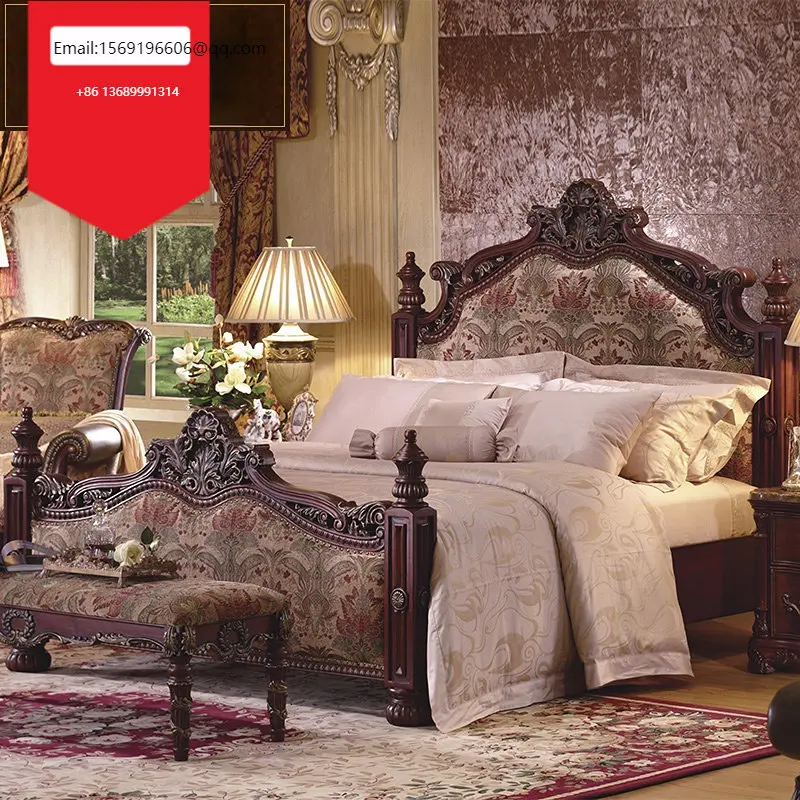 

European cloth bed luxury palace American solid wood double bed villa high-end furniture