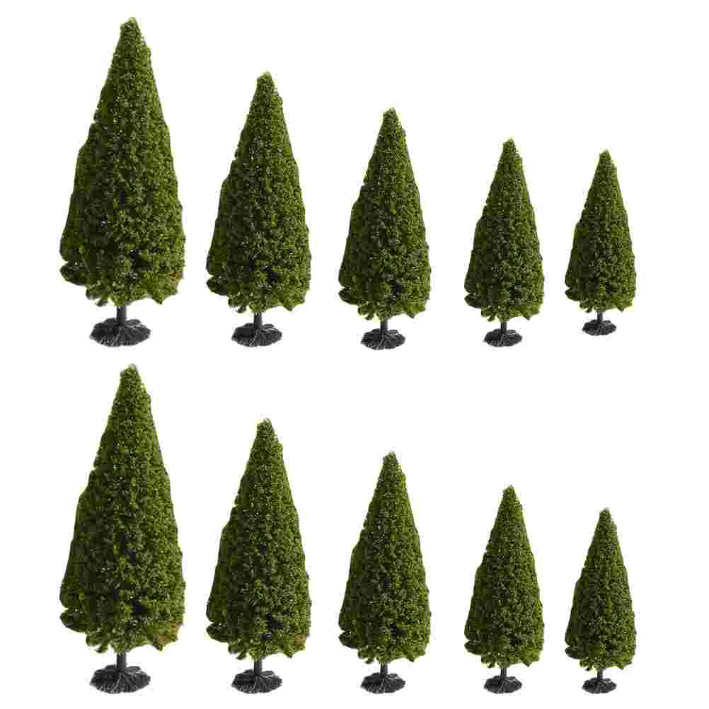 

10 Pcs Tree Model Micro-landscape Material Ornaments Christmas Decor Sand Table Adornments Miniature DIY Pine Trees Models