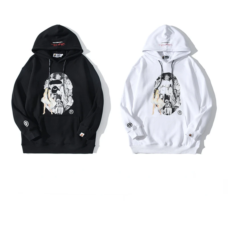 

BAPE Autumn and Winter New Japanese Tide Brand Marilyn Monroe Great Ape Man Hooded Pullover Sweater One Piece on Behalf Of