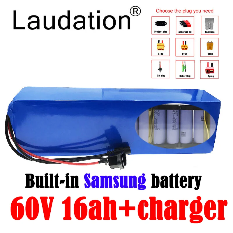 

Laudation 60V Electric Bicycle Battery Built-In Samsung Battery 60V 16Ah 20ah 16S For1000W Electric Scooter Battery With 30A BMS