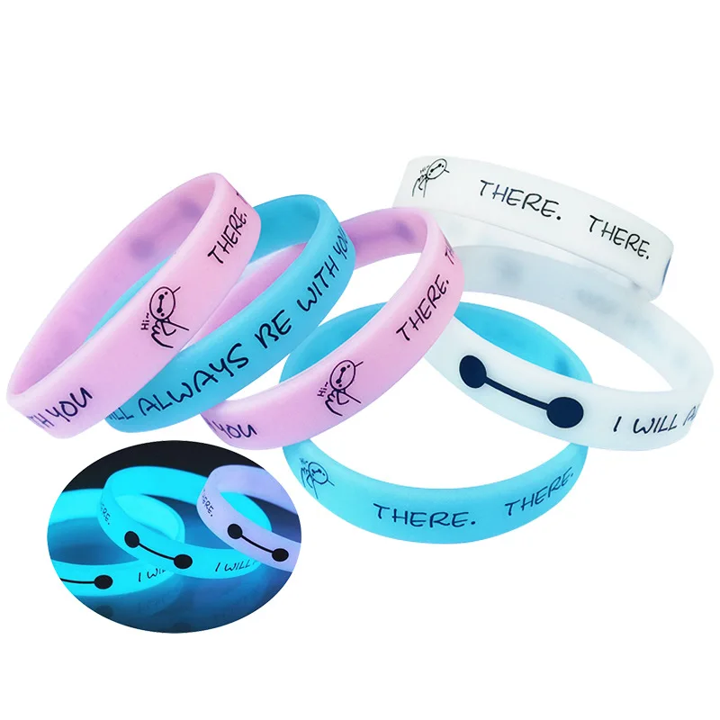 

3 Pcs/Pack Letter Print Luminous Couple Silicone Wristband Ombre Color Hand Rings Decoration Bracelet For Boys & Girls