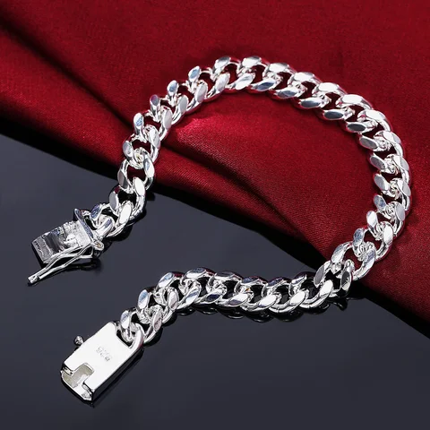 Женский и мужской браслет-цепочка из серебра 925 пробы