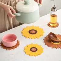 creative sunflower heat insulation placemat pvc environmental protection table pot mat can hang non slip cups bowls and dishes