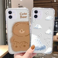 cute bear funda for iphone 11 case iphone 13 12 11 pro max case cover for iphone xr xs max x 7 8 plus 6 6s se 20 12 mini silicon