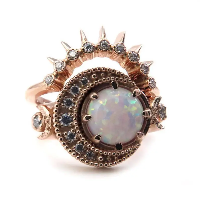 

Couple Rings Rose Gold Opal Ring Mens Rings Jewelry for women