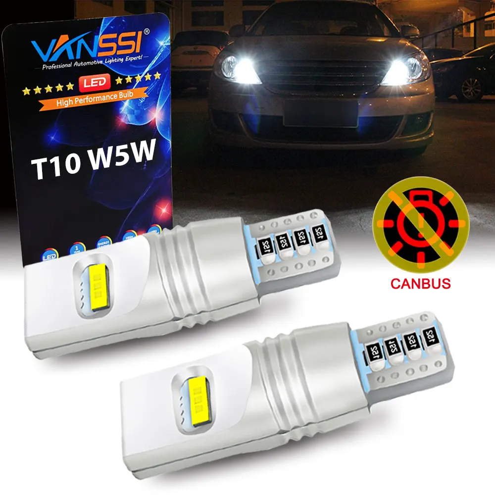 

Светодиодная лампочка VANSI T10 W5W белый Canbus без ошибок Свет 5W 1000lm 12V 194 168 2825