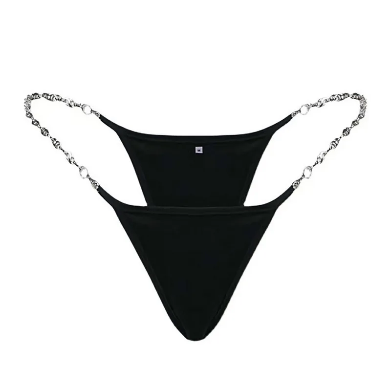 Лидер продаж сексуальные трусики из ледяного шелка с металлической цепочкой