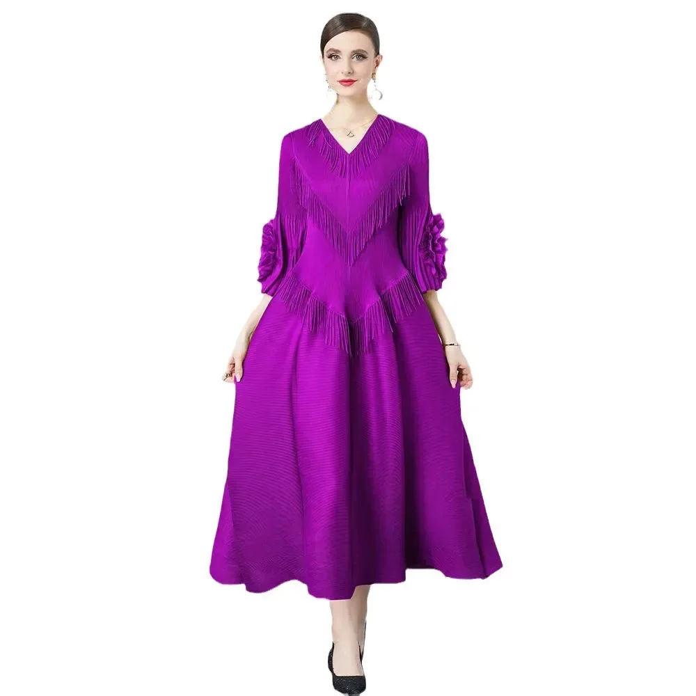 Женское однотонное плиссированное платье Miyake Design Sense с тяжелой тарелкой и