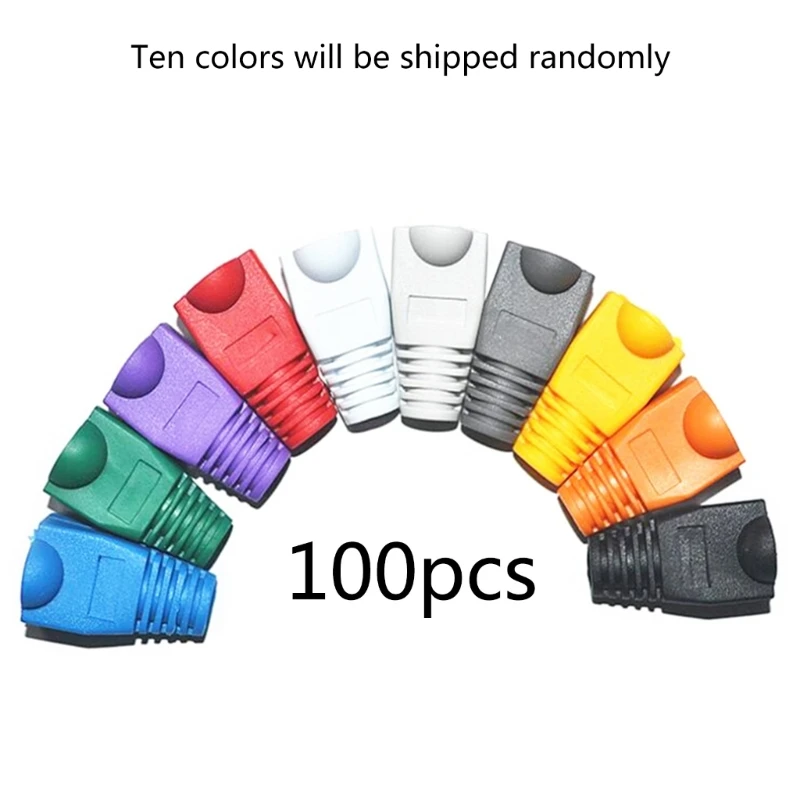 LXAF 100Pcs RJ45 Caps Colorful TPU Boots Sheath Protective Sleeve Cat6a Cat5 RJ45  Ethernet Cable Connectors Cover