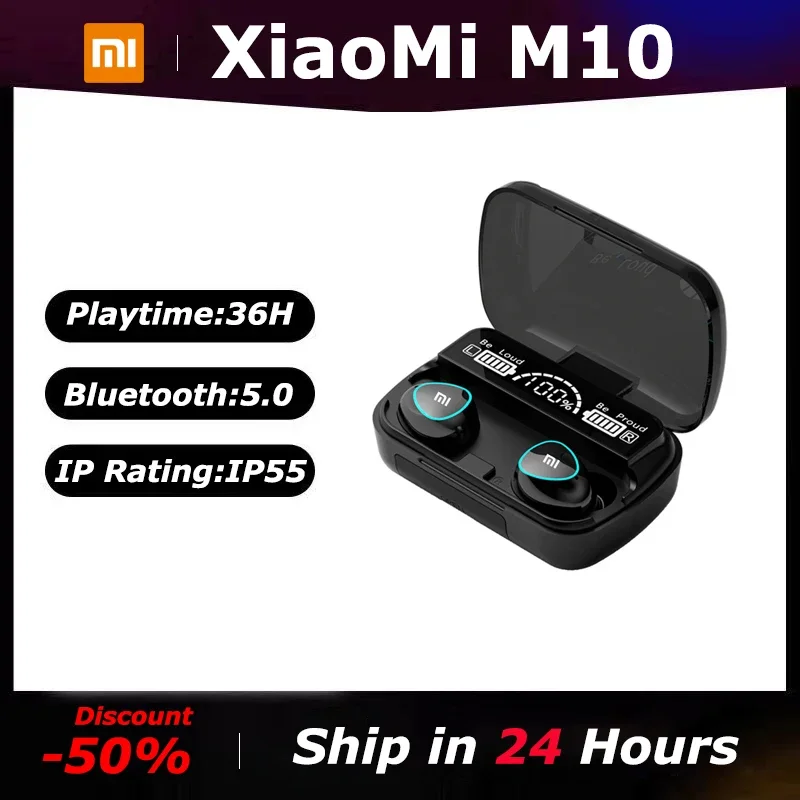 

Xiaomi M10 TWS Wireless Earbuds Bluetooth Earphones Headset 5.3 With Mic Touch Control LED Digital Display Waterproof Fone