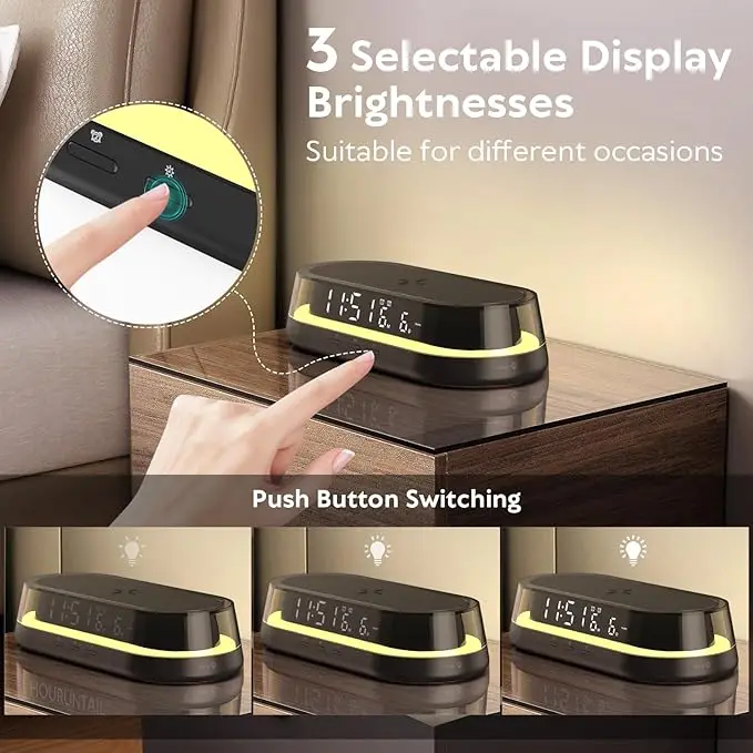 Прикроватная лампа для спальни настольная с функцией будильника украшение дома