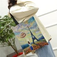 fashion starry little prince printed canvas shoulder bag harajuku leisure eco shopping bag neutral simple portable travel bag