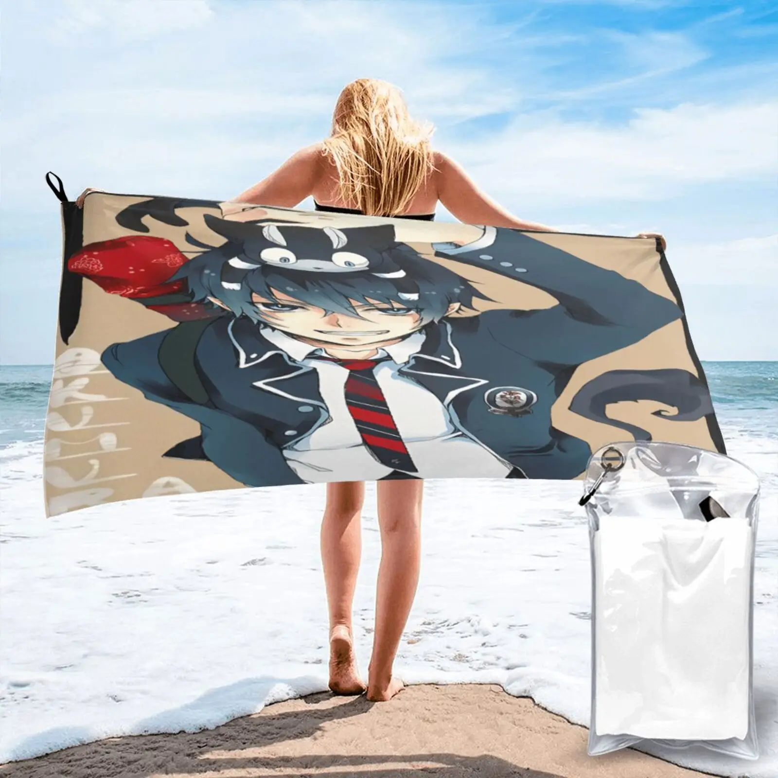 

Blue Exorcist Color Blue Exorcist Beach Towel Large Beach Towels Strandlaken Bathrobe Female Bathrobe Female Beach Strandlaken