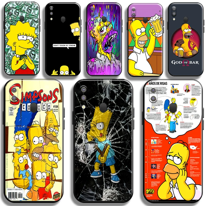 

Funny Homer Simpson Family Phone Case For Samsung Galaxy M20 TPU Shockproof Liquid Silicon Coque Carcasa Shell Cases Black Soft