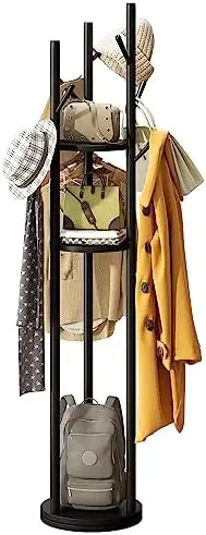 

Бамбуковая вешалка для пальто отдельно стоящая Регулируемая Вешалка для пальто с 3 секциями и 9 крючками легко собираемая вешалка для пальто стойка для спальни