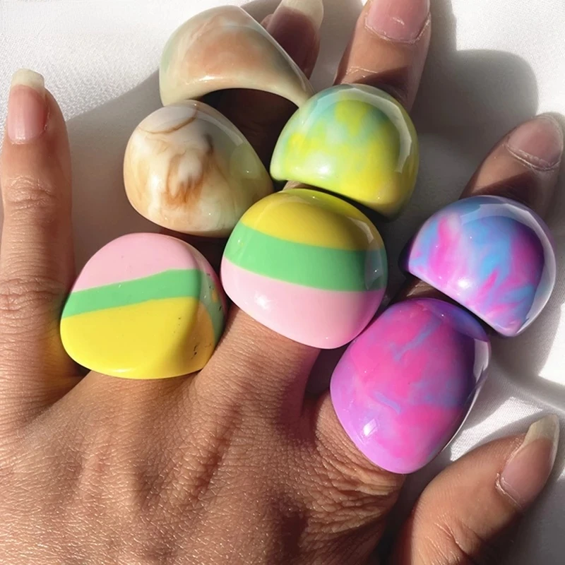 

2022 New Color Geometric Ring, Resin Minimalist Ring, Women, Girls, Summer Travel