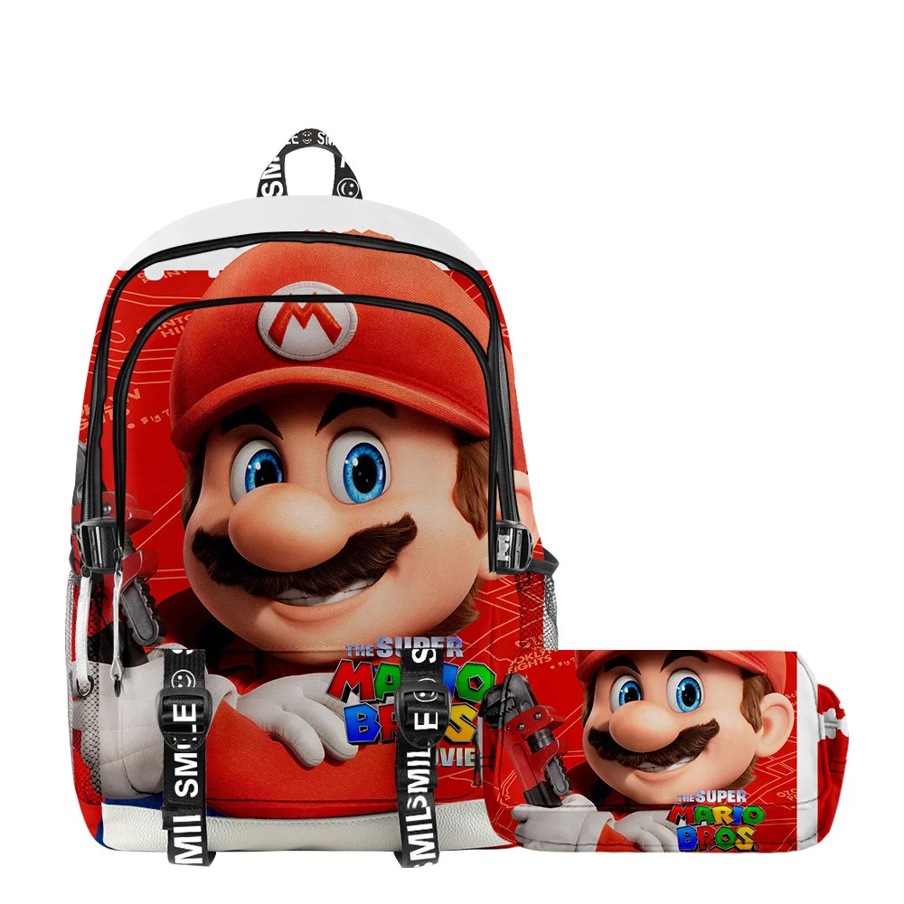 

2023 Super Mario Bros Cartoon School Backpacks for Boys Girls Anime Figures Mario Luigi Yoshi Double Shoulder Children Schoolbag