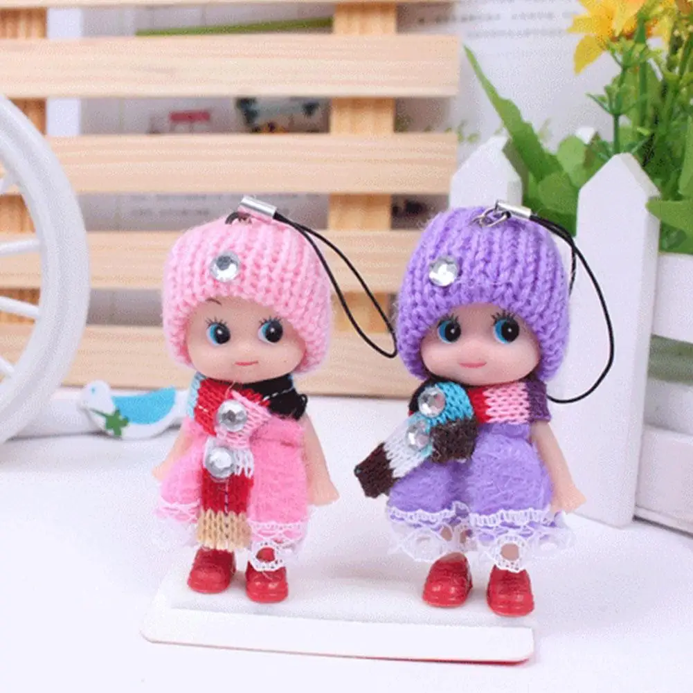 

8cm Cute Hat Baby Dolls Pendant Bag Handbag Keychain Ring Pendants Gift Toy