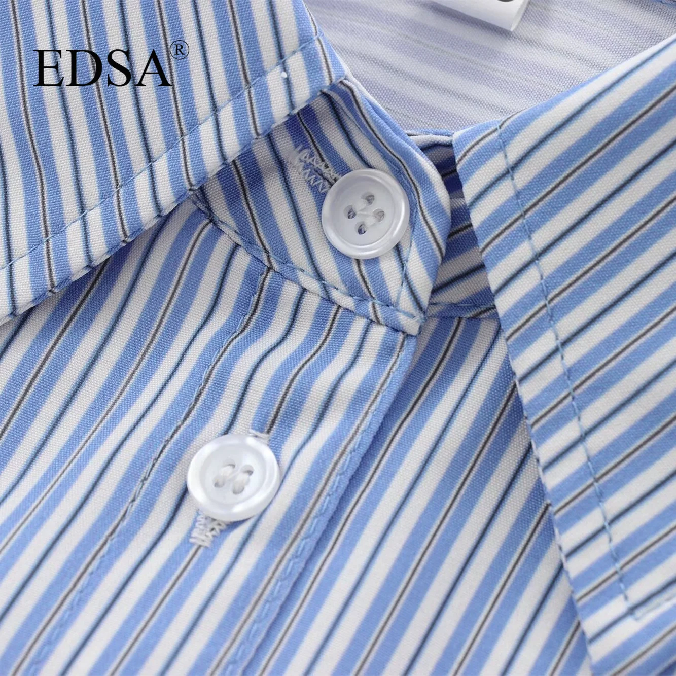 Женская Полосатая Рубашка EDSA однобортная блузка в стиле пэчворк с длинным