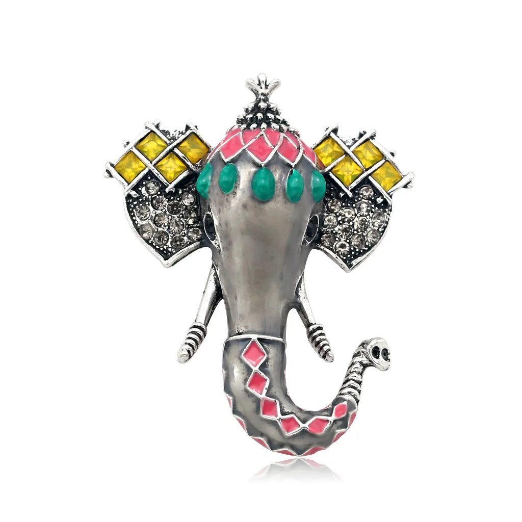 

TULX Vintage Crystal Elephant Brooches For Women Enamel Animal Brooch Pins Scarf Clothes Hat Accessories Jewelry