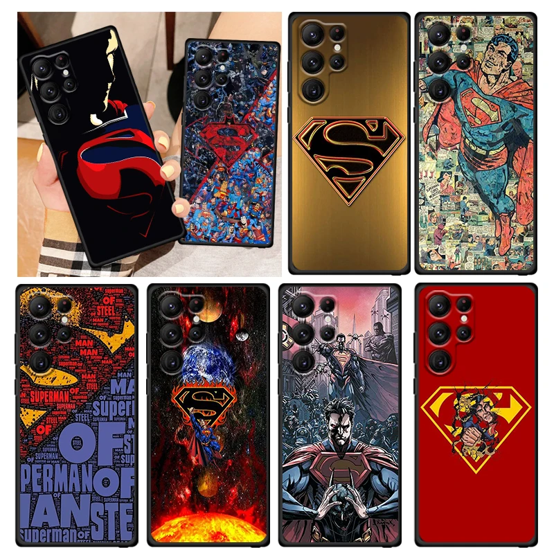 

Justice League Superman LoGo Phone Case For Samsung Galaxy S23 S22 S21 S20 FE S10 S10E S9 Plus Ultra Pro Lite 5G Black FUnda