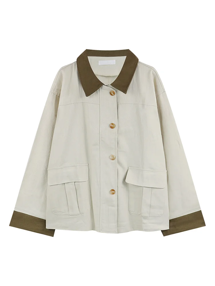 

Basic Jackets Women Spring Long Sleeve Feminino Outwear Loose BF Harajuku Chic All-match New Fashion Cargo Solid Pocket