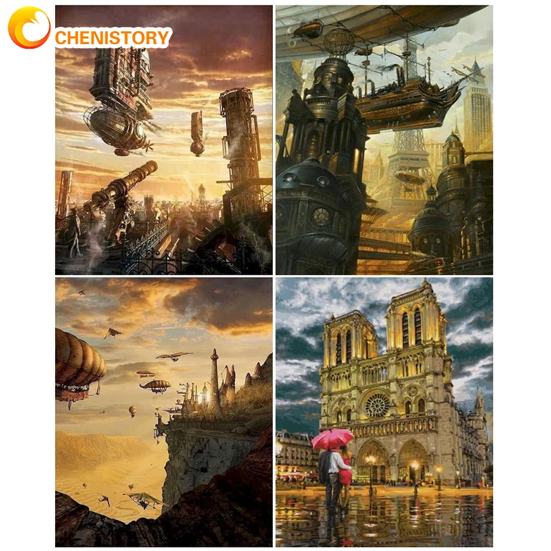 

CHENISTORY Paint By Numbers Kits For Adults Kids On Canvas Painting Pictures By Numbers City Landscape Decorative Piantings DIY