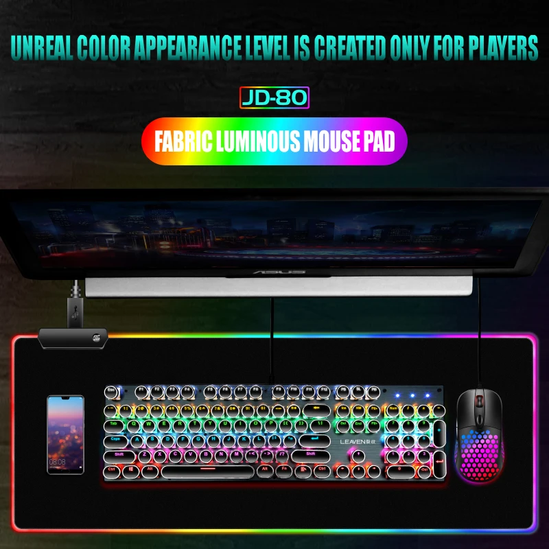 

RGB Gaming Mouse Pad Large Size Colorful Luminous for PC Computer Desktop LED Light Desk Mat Gaming Keyboard Pad