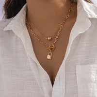 ingesight z multilayer lock padlock toggle pendant necklace for women 2022 punk gold color ccb ball flat snake chain necklace