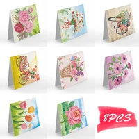 8pcs 5d diy diamond painting greeting cards set special shaped drill mosaic thanks birthday postcards festival greet cards gift